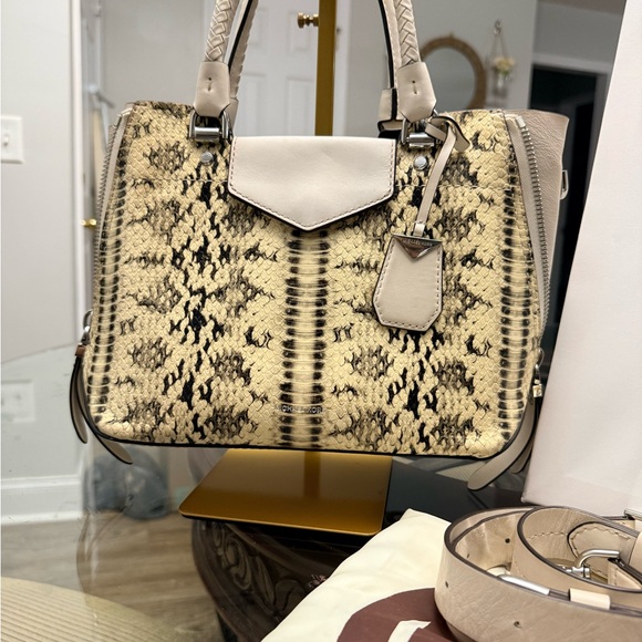 Michael Kors Cream and Black Snake Print Satchel - Picture 2 of 11